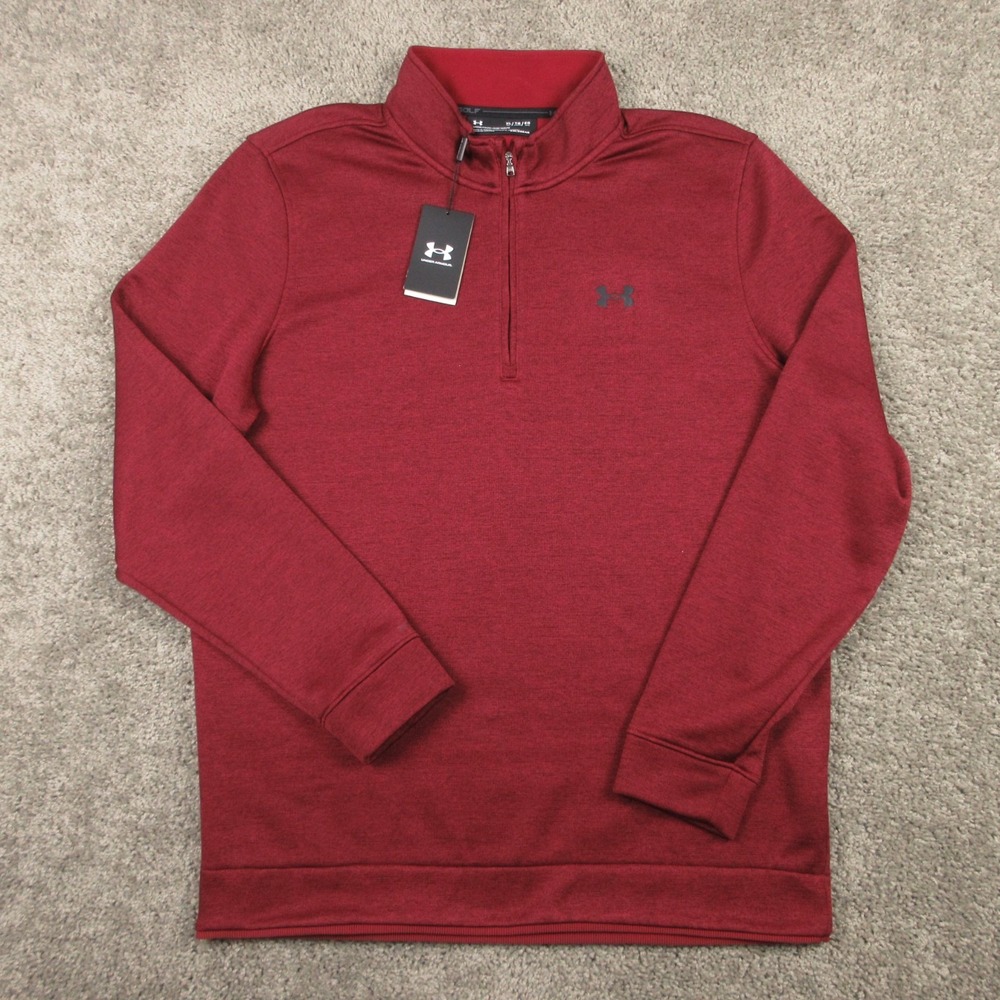 Under Armour Sweater Mens XL Tall Red Solid ColdGear Storm Quarter Zip Pullover